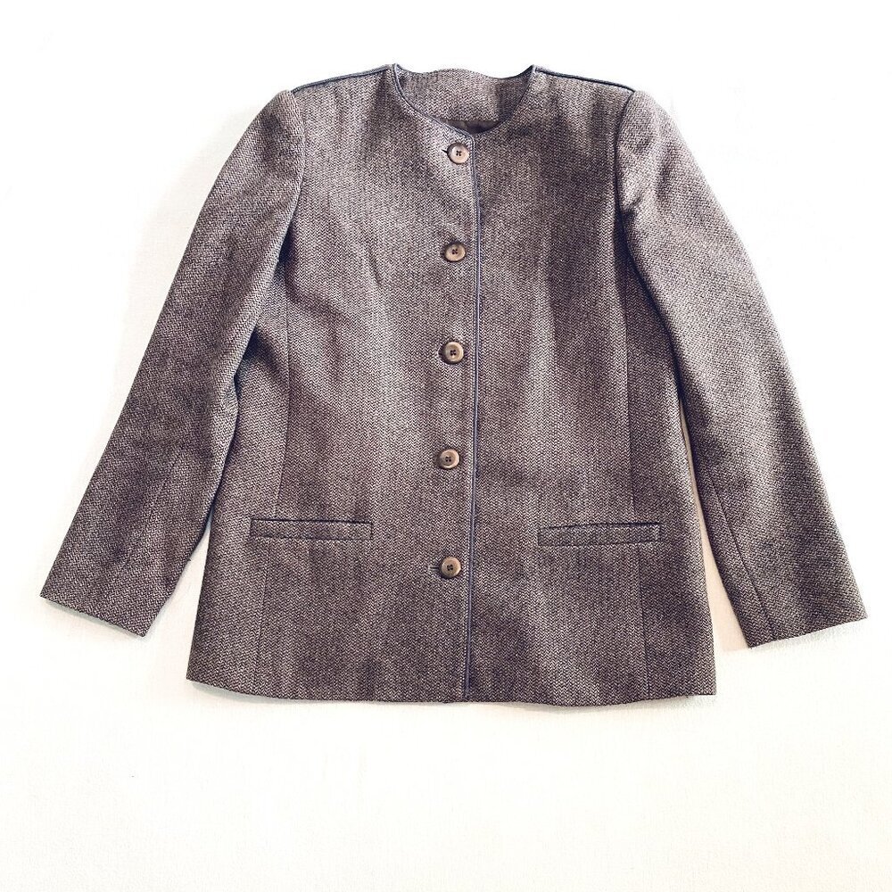 Vintage Stirling Cooper of London brown tweed wool blazer Women 8 70s 80s luxury